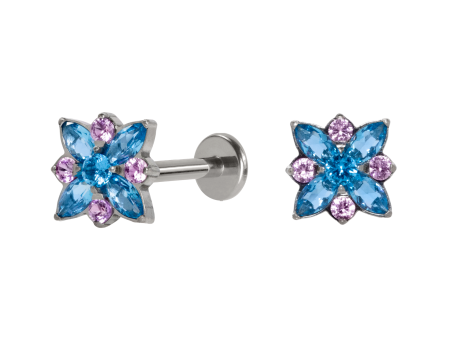 LABRET TITÂNIO R/I ROSA DOS VENTOS C/ ZIRCÔNIA – AZUL/LILÁS