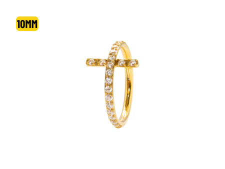 SEGMENTO CLICKER TITÂNIO PVD GOLD CRUZ CRAVEJADA – 10MM