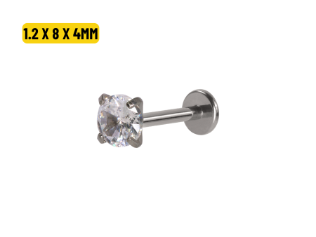 LABRET AÇO R/I C/ ZIRCÔNIA – 1.2 X 8 X 4MM