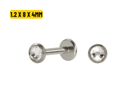 LABRET TITÂNIO R/I FLAT C/ ZIRCÔNIA – 1.2 X 8 X 4MM