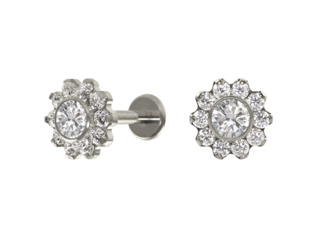 LABRET TITÂNIO R/I FLOR C/ ZIRCÔNIA