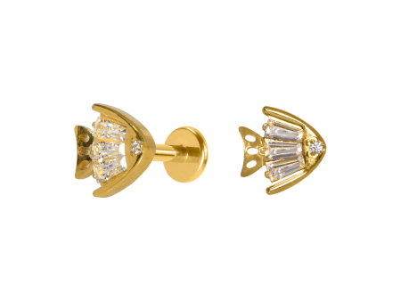 LABRET TITÂNIO R/I PEIXE C/ ZIRCÔNIA – PVD GOLD