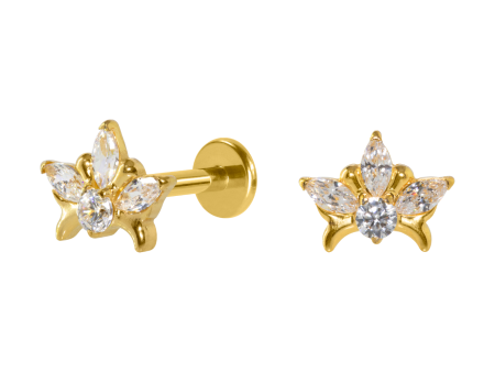 LABRET TITÂNIO R/I COROA C/ ZIRCÔNIA – PVD GOLD
