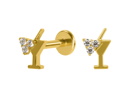 LABRET TITÂNIO R/I DRINK C/ ZIRCÔNIA – PVD GOLD
