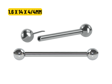 BARBELL RETO TITÂNIO PUSH PIN – 1.6 X 14 X 4/4MM