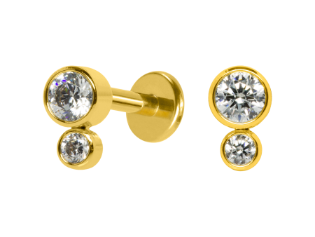 LABRET AÇO R/I 2 PEDRAS – PVD GOLD