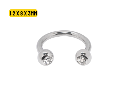FERRADURA AÇO C/ STRASS – 1.2 X 8 X 3MM