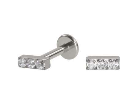 LABRET TITÂNIO PUSH PIN BARRA 3 PEDRAS