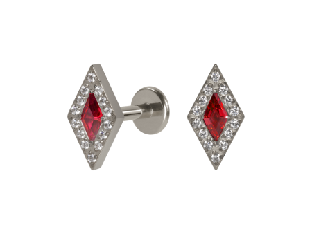 LABRET TITÂNIO R/I LOSANGO C/ ZIRCÔNIA VERMELHO