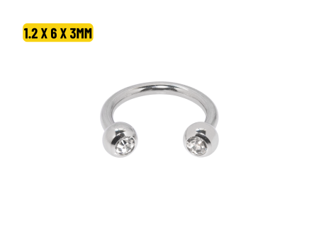 FERRADURA AÇO C/ STRASS – 1.2 X 6 X 3MM