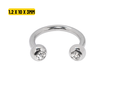 FERRADURA AÇO C/ STRASS  – 1.2 X 10 X 3MM