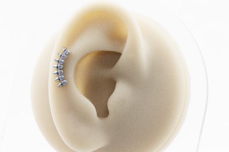 LABRET TITÂNIO R/I CLUSTER SPIKE C/ PEDRA