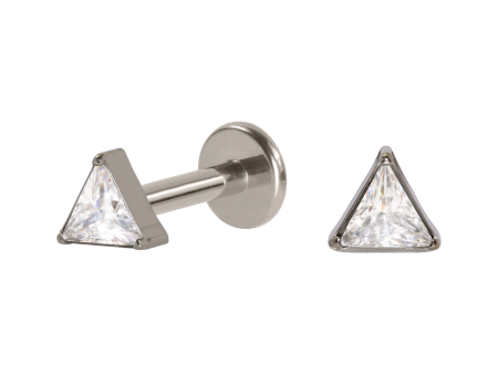 LABRET TITÂNIO PUSH PIN TRIÂNGULO C/ ZIRCÔNIA – 1.6MM