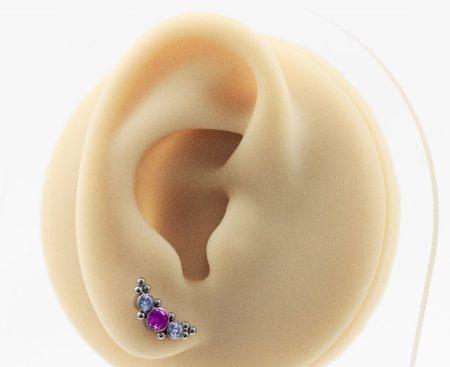 LABRET TITÂNIO R/I CLUSTER INDIANO C/ PEDRA – PINK