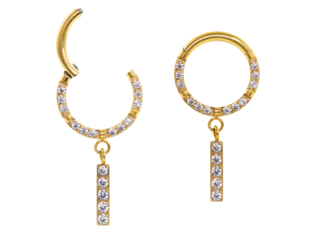 SEGMENTO CLICKER TIT PVD GOLD FRONTAL CRAVEJADO C/ BARRINHA