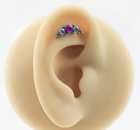 LABRET TITÂNIO R/I CLUSTER INDIANO C/ PEDRA – PINK