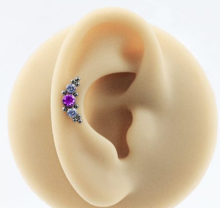 LABRET TITÂNIO R/I CLUSTER INDIANO C/ PEDRA – PINK