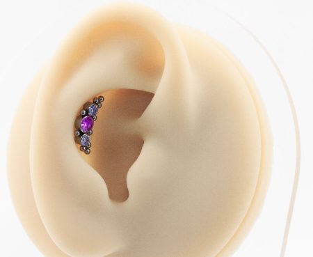 LABRET TITÂNIO R/I CLUSTER INDIANO C/ PEDRA – PINK