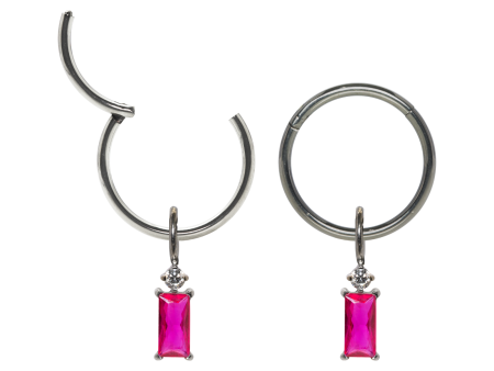 SEGMENTO CLICKER TITÂNIO C/ PINGENTE ROSA – 8MM