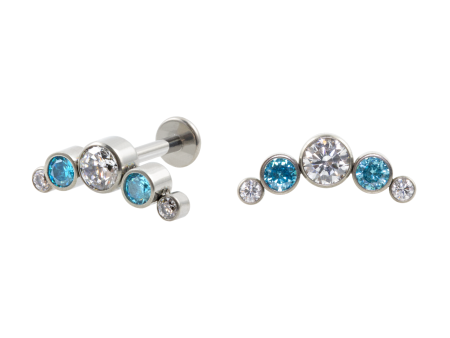 LABRET TITÂNIO R/I CLUSTER 5 PEDRAS – CRISTAL / AZUL