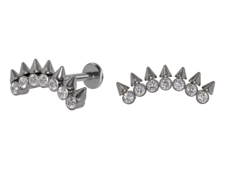 LABRET TITÂNIO R/I CLUSTER SPIKE C/ PEDRA