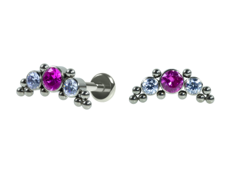 LABRET TITÂNIO R/I CLUSTER INDIANO C/ PEDRA – PINK