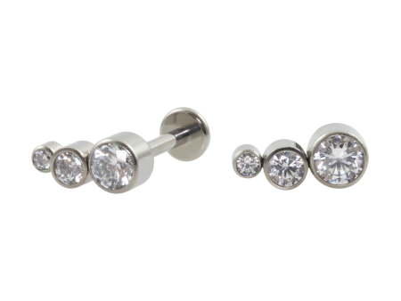 LABRET TITÂNIO R/I 3 PEDRAS MULTICOLOR – CRISTAL