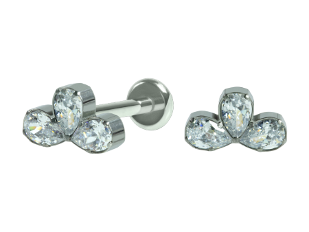 LABRET TITÂNIO R/I CLUSTER 3 PEDRAS MOD3 – CRISTAL