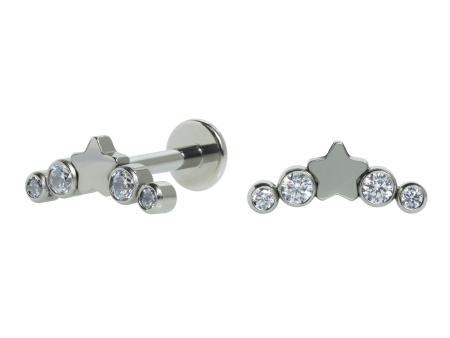 LABRET TITÂNIO R/I CLUSTER ESTRELA C/ PEDRA – 1.6 MM