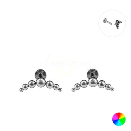 LABRET TITÂNIO R/I CLUSTER 7 ESFERAS