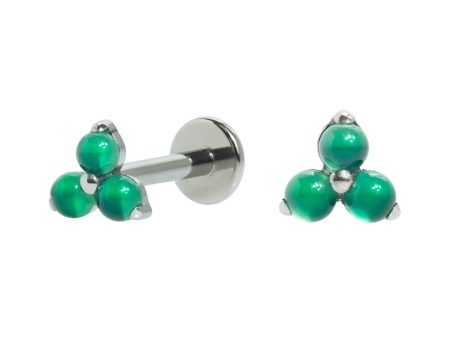 LABRET TITÂNIO R/I TRINITY C/ ÁGATA – VERDE