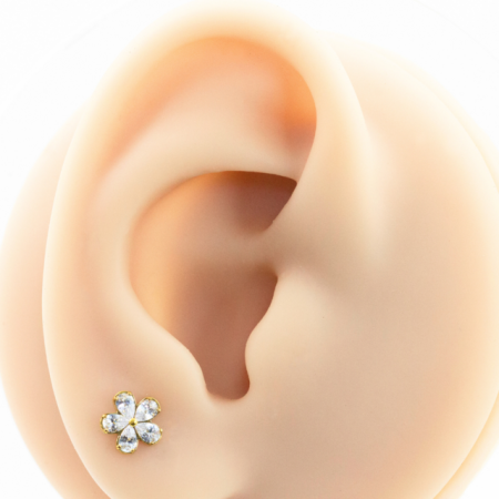 LABRET TITÂNIO R/I FLOR C/ ZIRCÔNIA