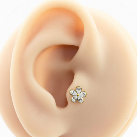 LABRET TITÂNIO R/I FLOR C/ ZIRCÔNIA