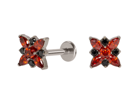 LABRET TITÂNIO R/I ROSA DOS VENTOS C/ ZIRCÔNIA – VERMELHO/PR
