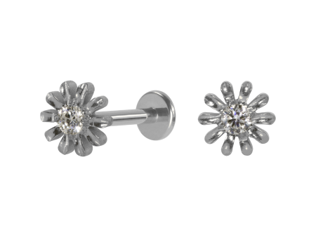 LABRET TITÂNIO R/I FLOR C/ ZIRCÔNIA