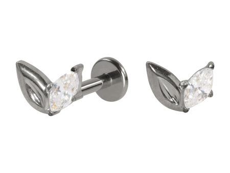 LABRET TITÂNIO R/I 2 PÉTALAS ZIRCÔNIA – NATURAL