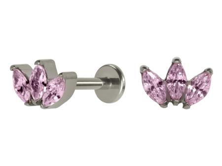 LABRET TITÂNIO R/I LÓTUS C/ PEDRA – ROSA