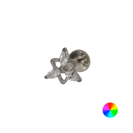 LABRET TITÂNIO R/I TRIÂNGULO TRINITY C/ ZIRCÔNIA