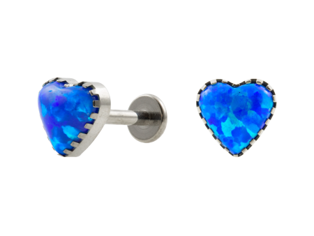 LABRET TITÂNIO R/I CORAÇÃO OPALA AZUL – 8MM
