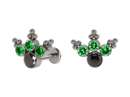 LABRET TITÂNIO R/I INDIANO PATINHA C/ ZIRCÔNIA – VERDE