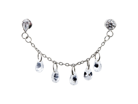LABRET  DUPLO TITÂNIO R/I GOTA CORRENTE C/ ZIRCÔNIA