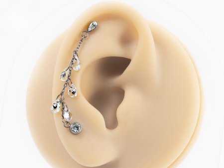 LABRET  DUPLO TITÂNIO R/I GOTA CORRENTE C/ ZIRCÔNIA