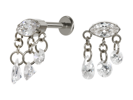 LABRET TITÂNIO R/I PENDURICALHO C/ PEDRA – NATURAL