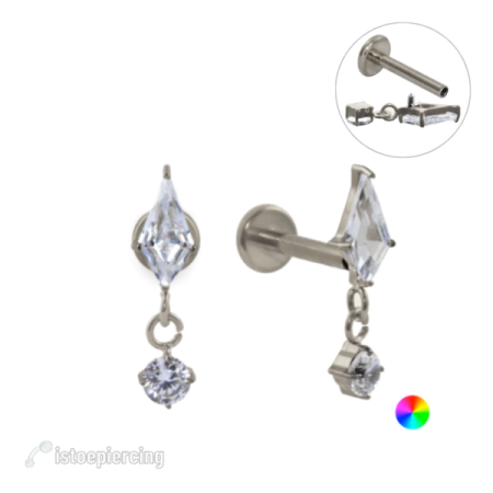 LABRET TITÂNIO R/I ZIRCONIA C/ PINGENTE