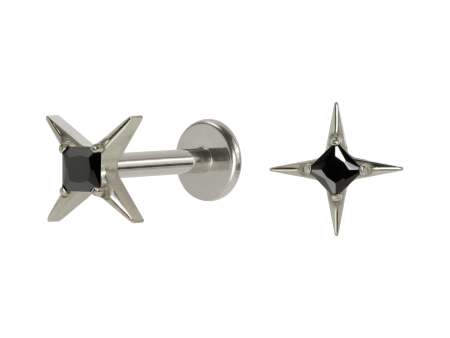 LABRET TITÂNIO R/I ESTRELA C/ ZIRCÔNIA – BLACK