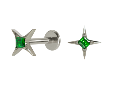 LABRET TITÂNIO R/I ESTRELA C/ ZIRCÔNIA – VERDE