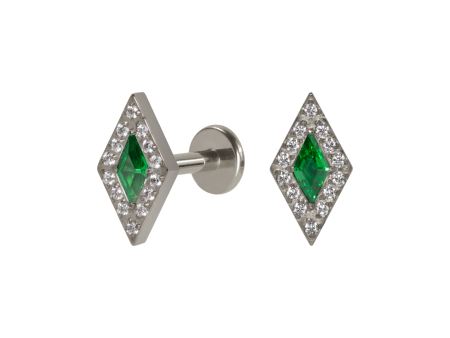 LABRET TITÂNIO R/I LOSANGO C/ ZIRCÔNIA VERDE