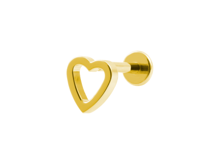 LABRET TITÂNIO PVD GOLD R/I CORAÇÃO VAZADO MOD2