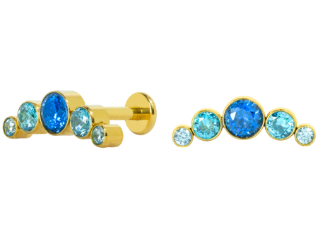 LABRET TITÂNIO PVD GOLD R/I CLUSTER 5 PEDRAS – AZUL