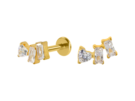 LABRET TITÂNIO R/I CLUSTER 3 ZIRCÔNIAS – PVD GOLD